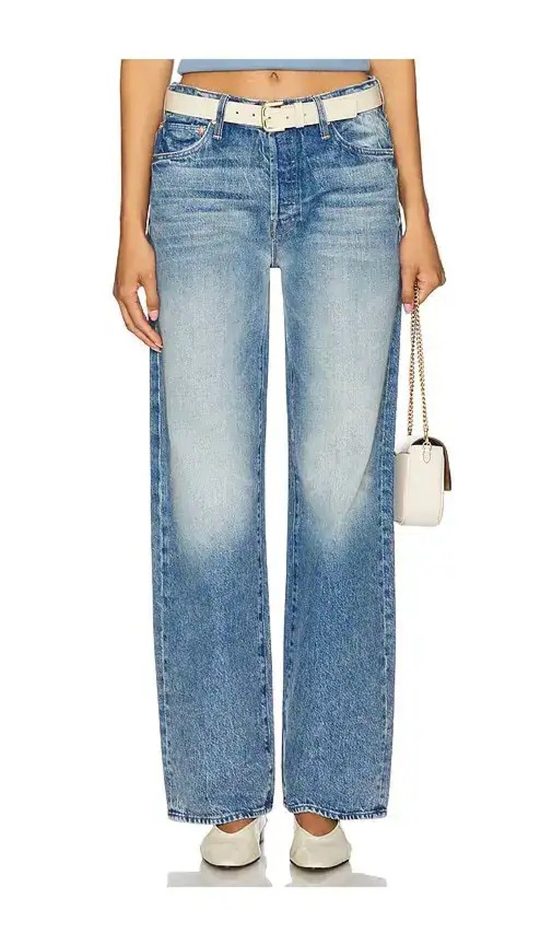 Mother Superior The Dodger Button Sneak Wide Leg Jeans Womens 29 Blue Denim